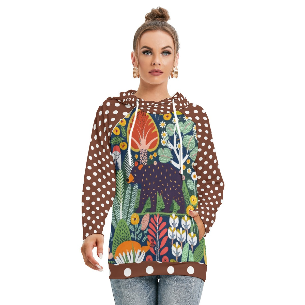 Polka Bear - All-Over Print Women's Hoodie With Double Hood