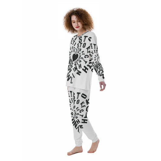 Spiral Love B&W All-Over Print Women's Pajamas