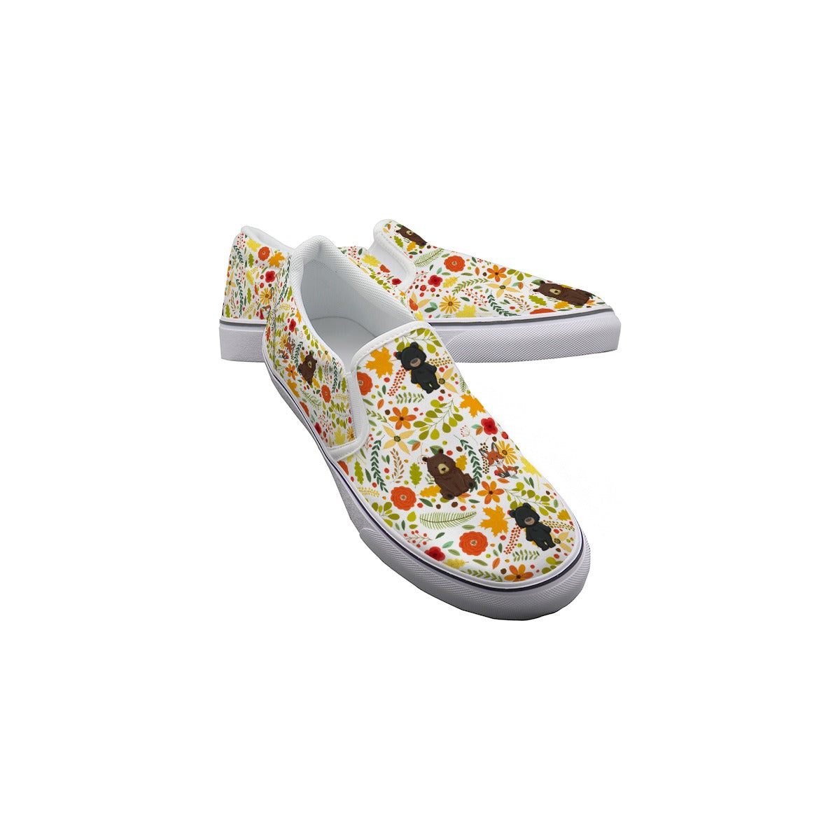 Beary Floral Women's Slip On Sneakers