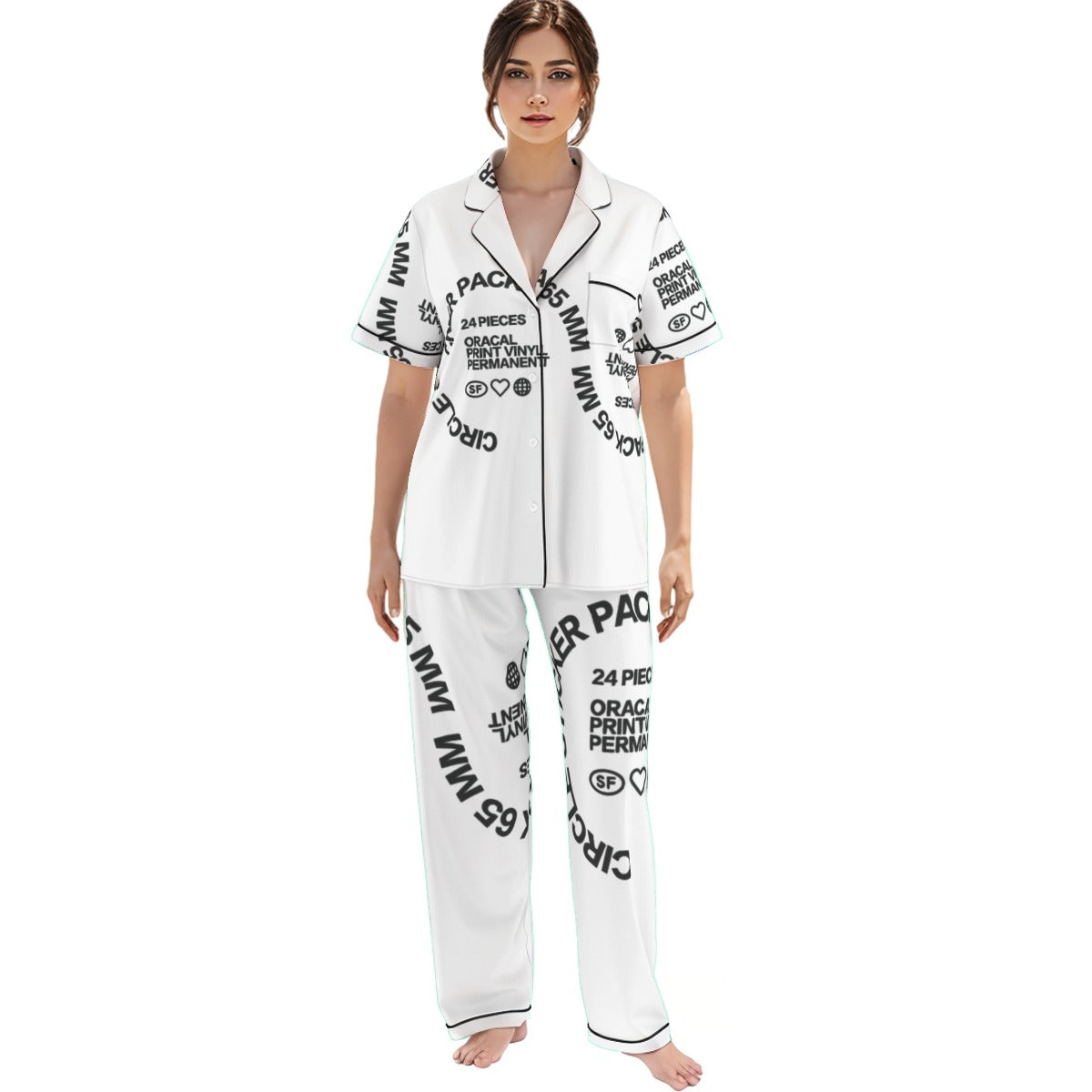 65mm Print All-over print Women'S Trousers Pajamas 2pc Set