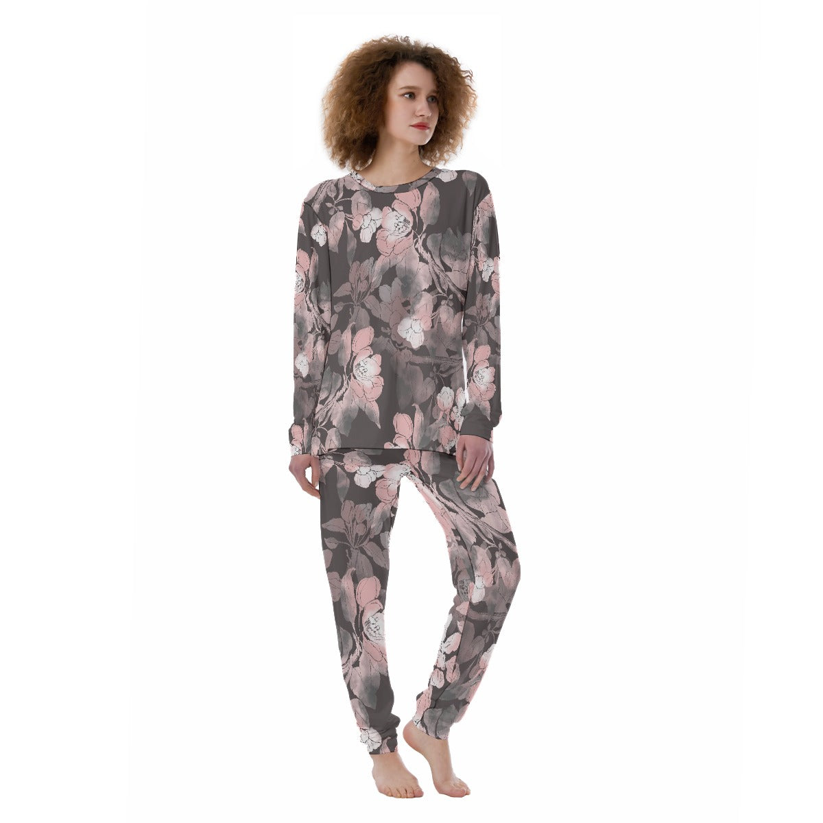 Grey and Pin All-Over Print Women's Pajamas