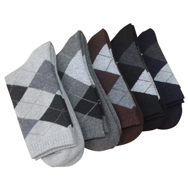 Spruced Roost Accessories s7801 / Free Size Argyle or Solid Men's Soft Terry Socks - 5Pr Set