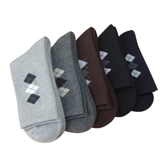 Spruced Roost Accessories s7801 / Free Size Argyle or Solid Men's Soft Terry Socks - 5Pr Set