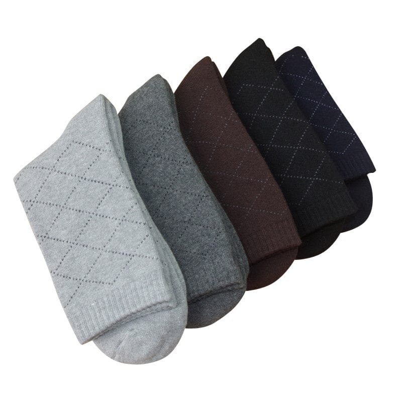 Spruced Roost Accessories s7801 / Free Size Argyle or Solid Men's Soft Terry Socks - 5Pr Set