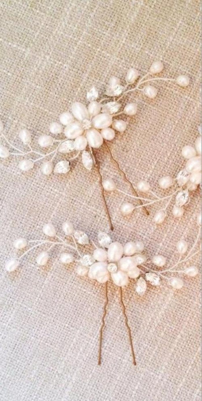 Spruced Roost Accessories Floral Faux Pearl Hair Pin with Crystals