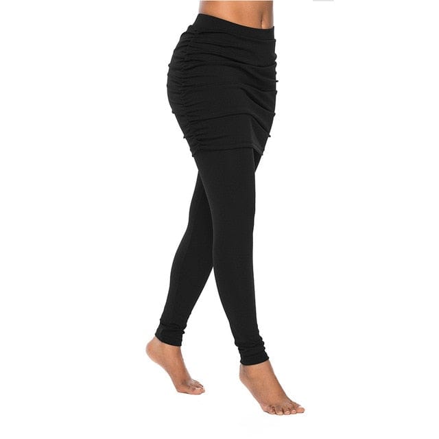 Spruced Roost Activewear Black / S Two Pieces Skirted Leggings High Waist Pants - Black