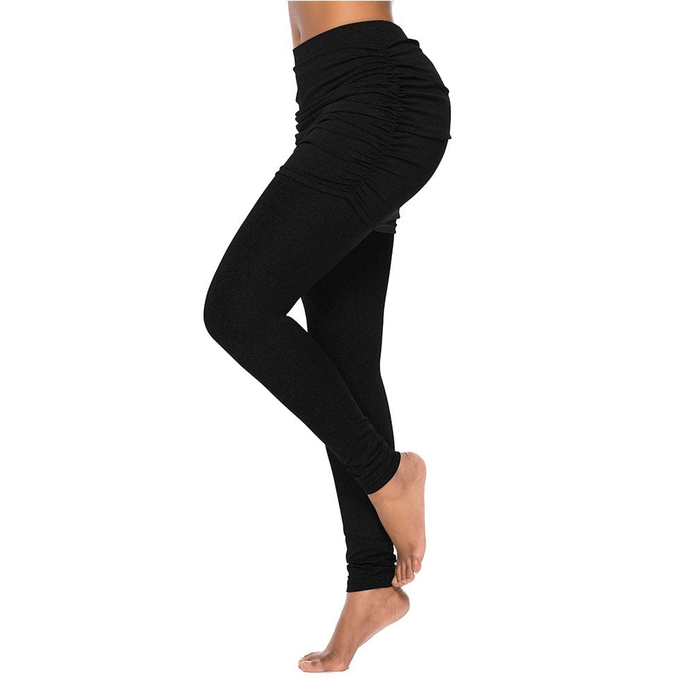 Spruced Roost Activewear Two Pieces Skirted Leggings High Waist Pants - Black