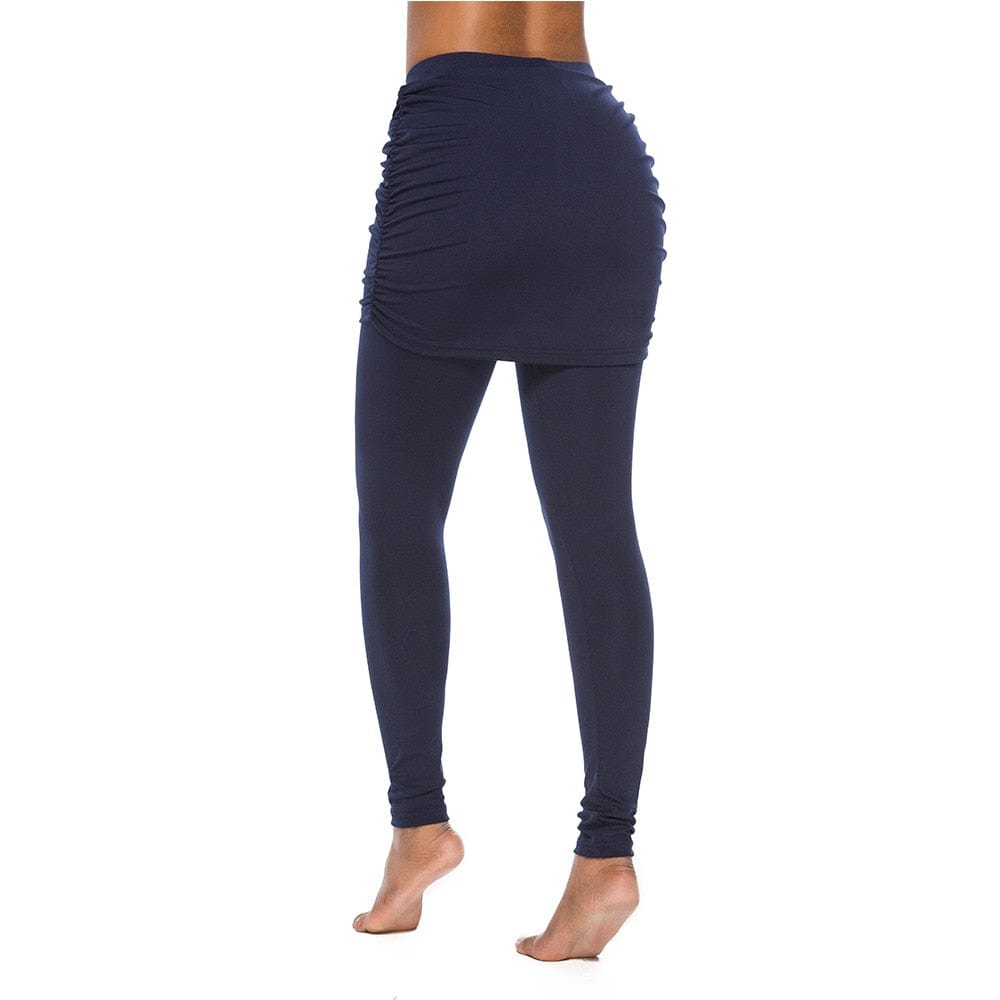 Spruced Roost Activewear Two Pieces Skirted Leggings High Waist Pants - Black