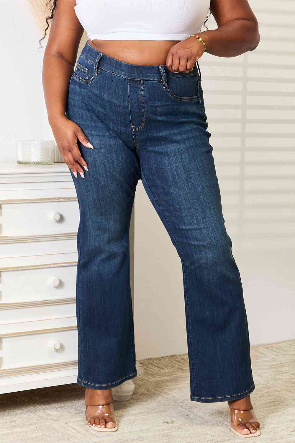 Judy Blue Elastic Waistband Bootcut Jeans Sizes: 0 to 24W