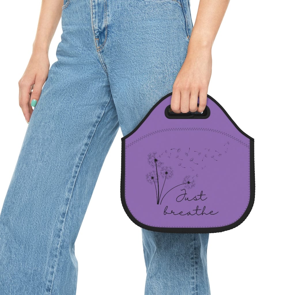 Printify Bags 12" × 12'' Just Breathe Neoprene Lunch Bag - Purple