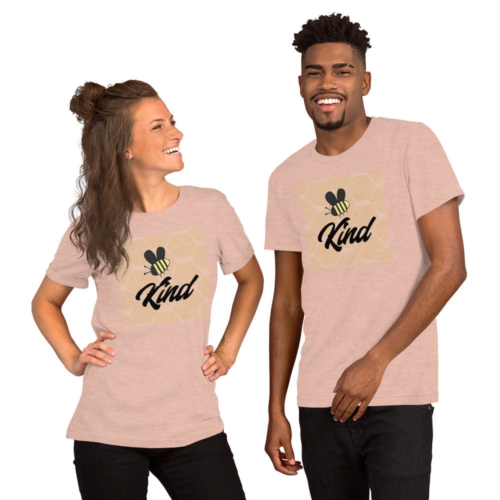 Spruced Roost Heather Prism Peach / S Be Kind - Kindness Friendship Bee Summer Honey Unisex t-shirt