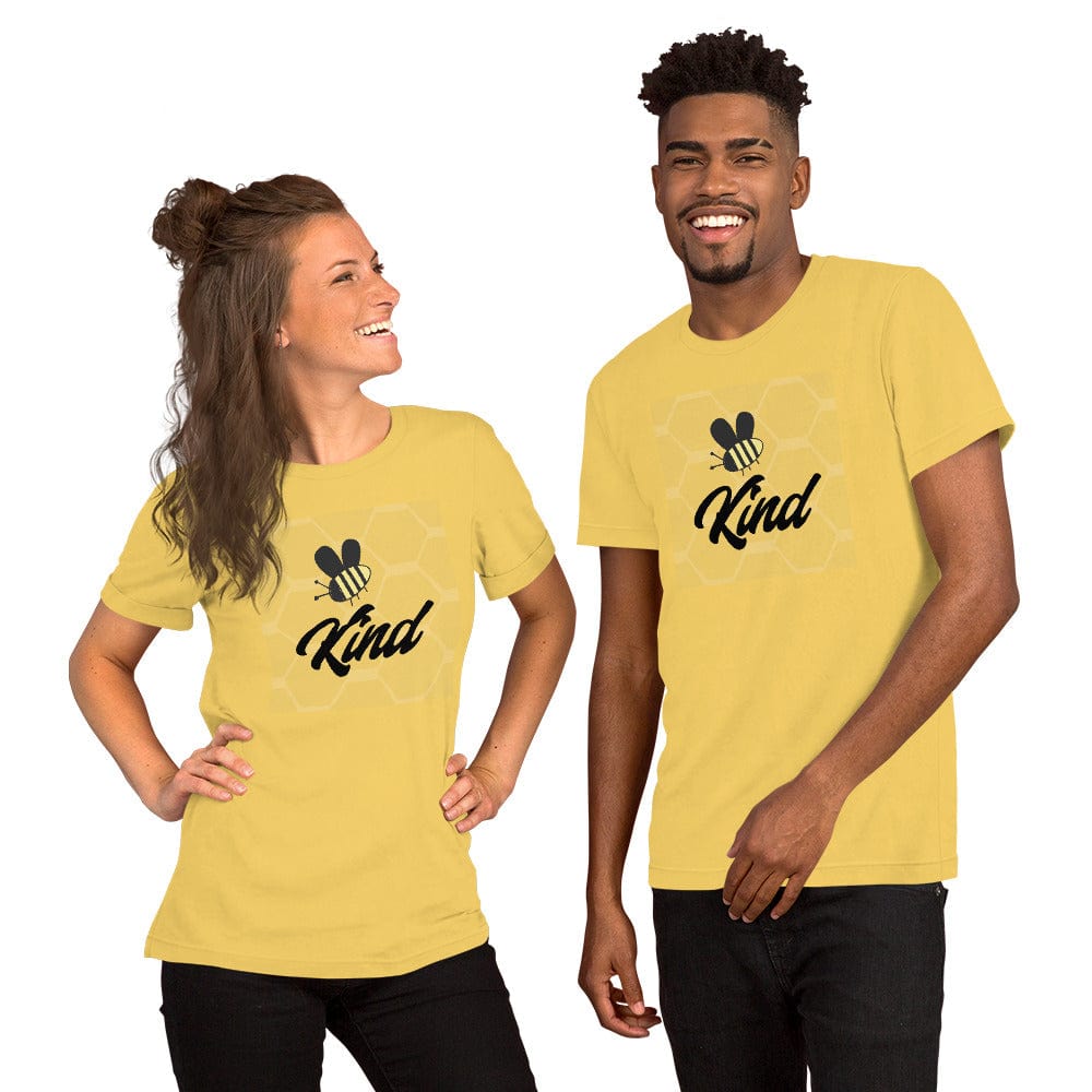 Spruced Roost Yellow / S Be Kind - Kindness Friendship Bee Summer Honey Unisex t-shirt
