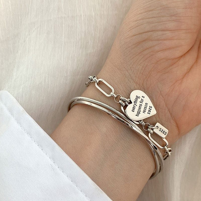 A xiyanike 925 Store Bracelets Silver Love Heart Bracelets - 2 Styles