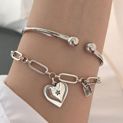 A xiyanike 925 Store Bracelets Silver Love Heart Bracelets - 2 Styles