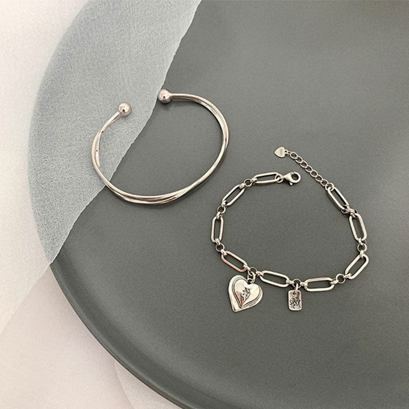 A xiyanike 925 Store Bracelets Silver Love Heart Bracelets - 2 Styles