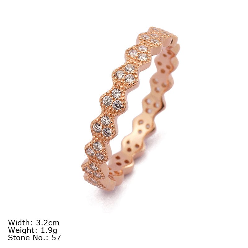 Spruced Roost 5 / Rose Gold CZ Stacking Ring 925 Sterling Silver Rings