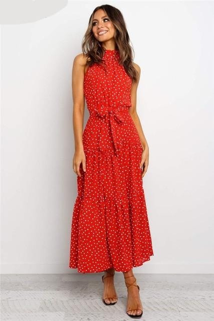 Factory to Customers Dress Red / XL Ruffles A-Line Sleeveless Dress - S-XL - 12 Colors