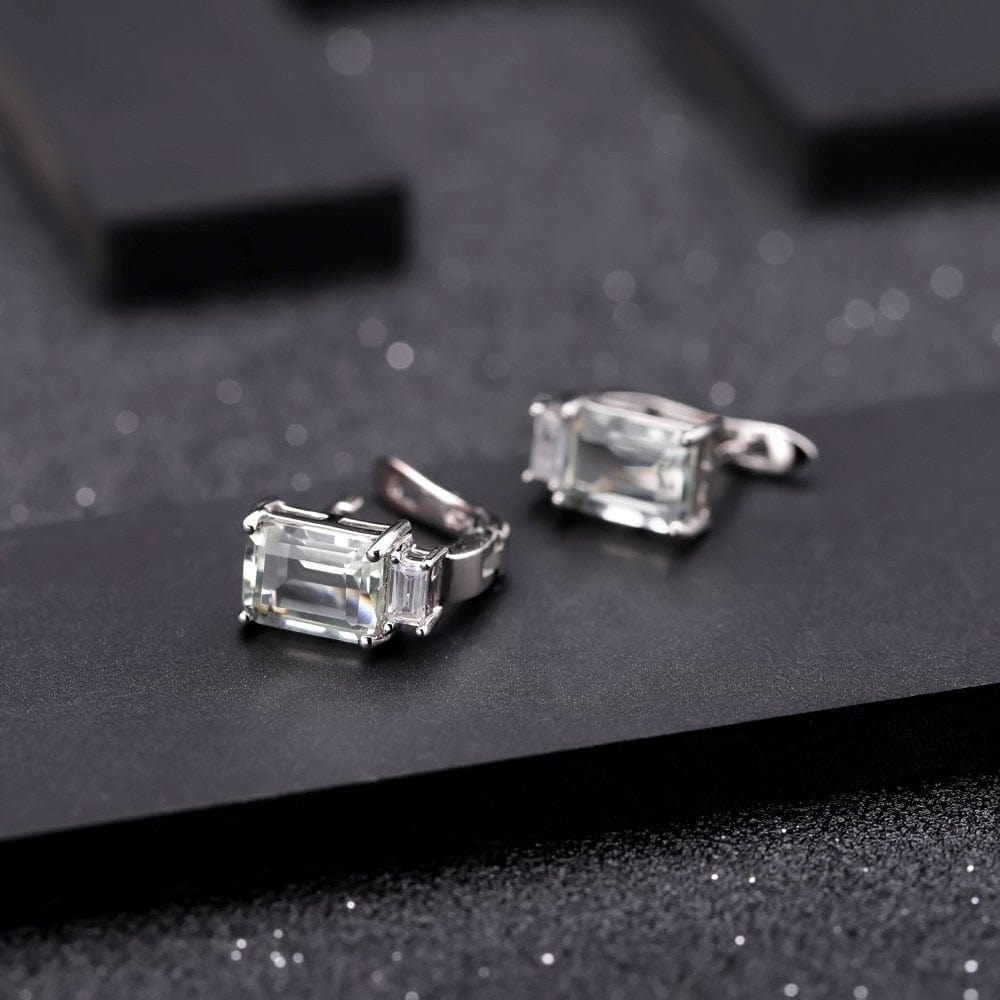 Spruced Roost Earrings 3.11Ct Natural Green Amethyst  925 Silver Stud Earrings