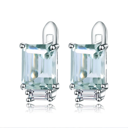 Spruced Roost Earrings 3.11Ct Natural Green Amethyst  925 Silver Stud Earrings