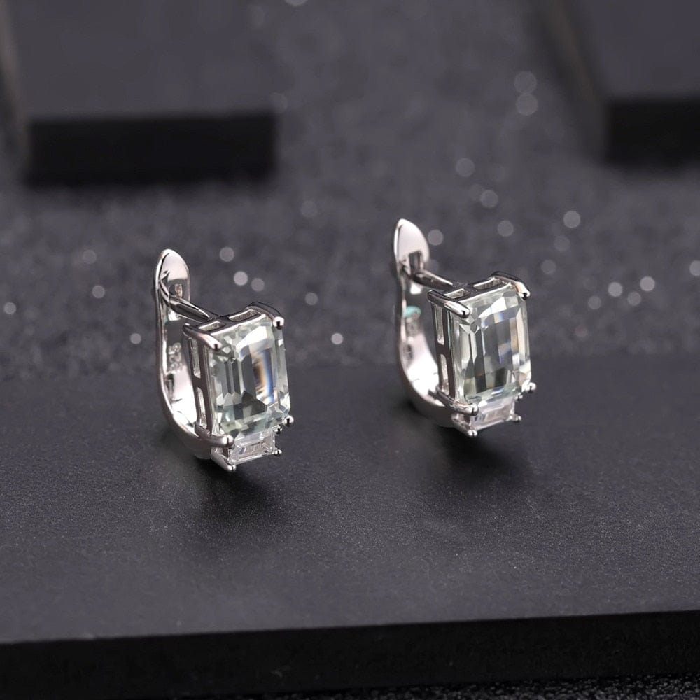 Spruced Roost Earrings 3.11Ct Natural Green Amethyst  925 Silver Stud Earrings