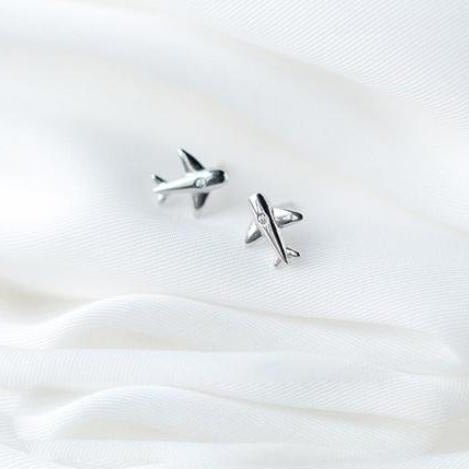 Spruced Roost Earrings .925 Sterling Silver Aircraft Airplane Plane Earrings