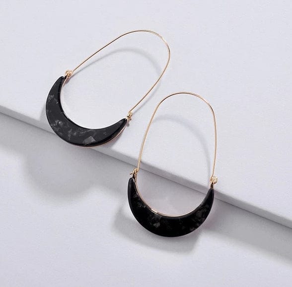 Spruced Roost Earrings black Acrylic Leopard Print Hook Hoop  - 2 Colors