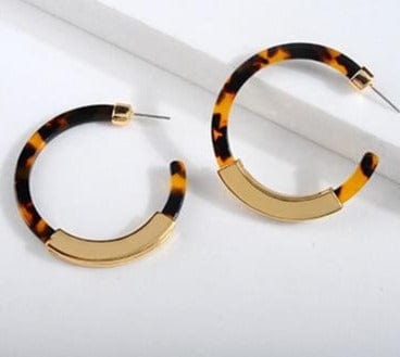 Spruced Roost Earrings Tortoiseshell Acrylic Leopard Semi  Hoop Earring - 2 Styles