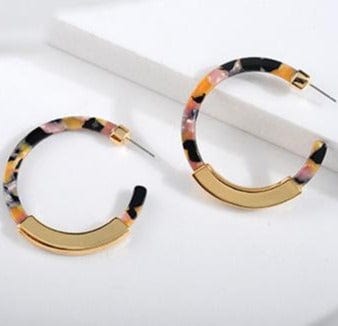 Spruced Roost Earrings Multicolor Acrylic Leopard Semi  Hoop Earring - 2 Styles