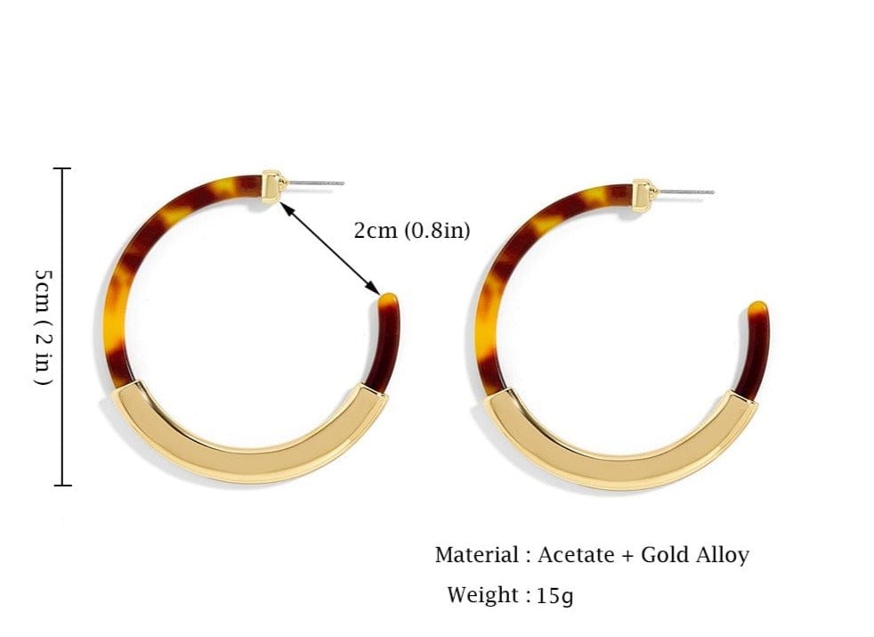 Spruced Roost Earrings Acrylic Leopard Semi  Hoop Earring - 2 Styles