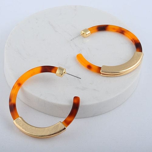 Spruced Roost Earrings Acrylic Leopard Semi  Hoop Earring - 2 Styles