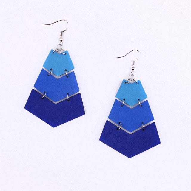 Spruced Roost Earrings Blue Chevron Leather Dangle Earrings - 5 Colors