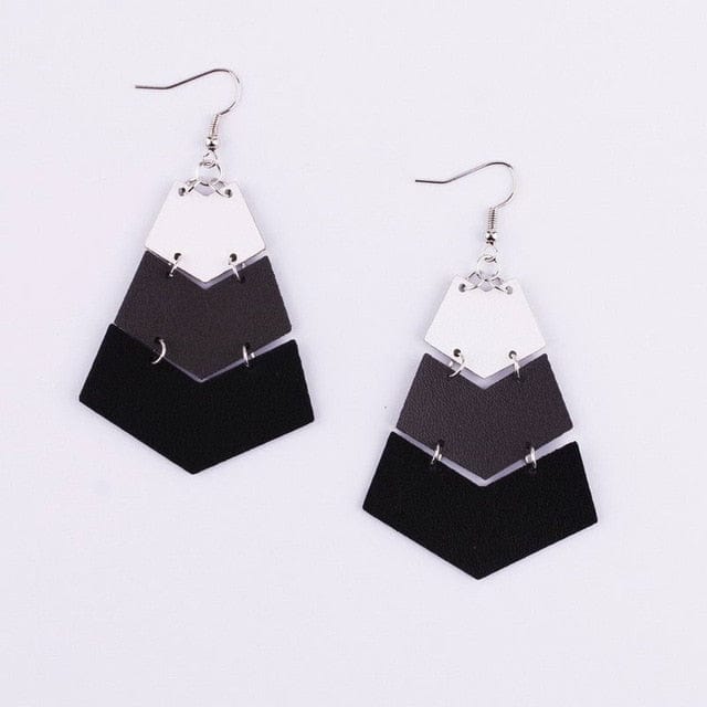 Spruced Roost Earrings Black Chevron Leather Dangle Earrings - 5 Colors