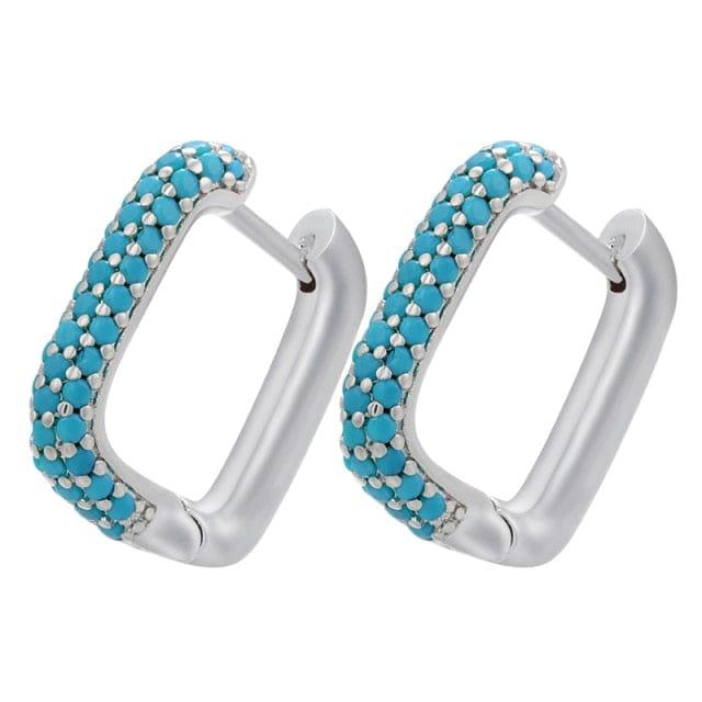 Oberlo Earrings silver blue 2 Classic Pave Hoop Earrings - 19 Colors