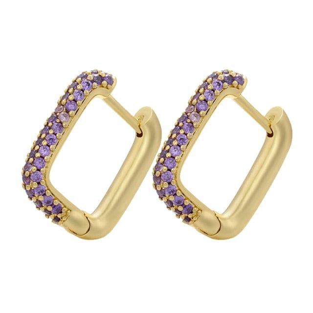 Oberlo Earrings gold purple Classic Pave Hoop Earrings - 19 Colors