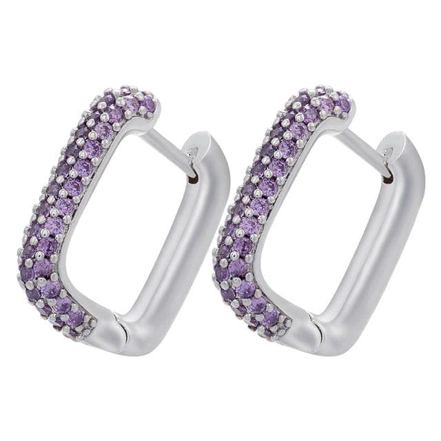 Oberlo Earrings silver purple Classic Pave Hoop Earrings - 19 Colors