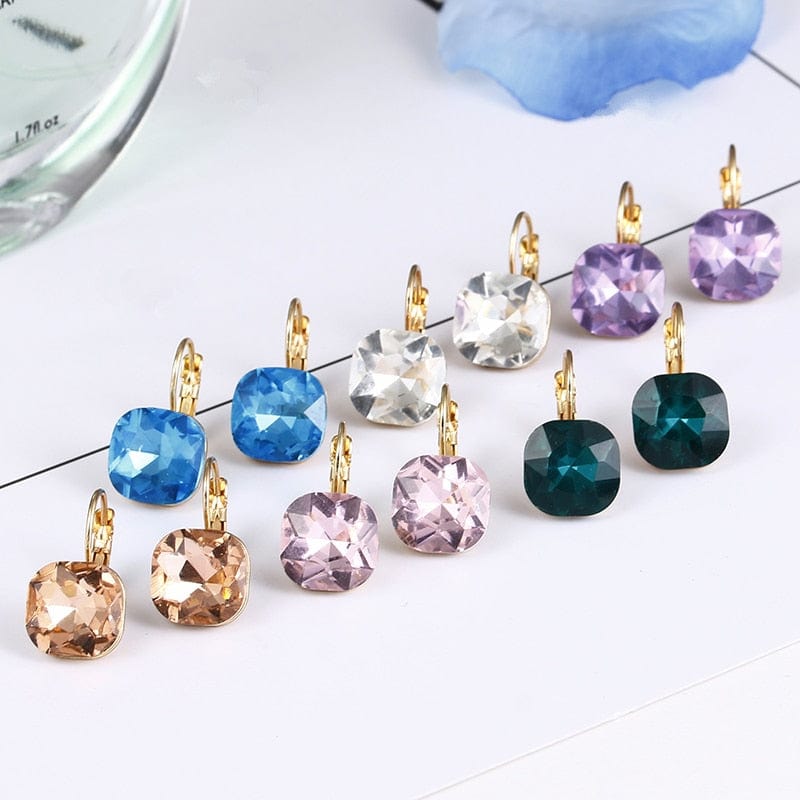 Spruced Roost Earrings Crystal Lever-back  Earrings -6 Colors