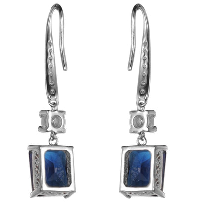 Spruced Roost Earrings Deep Blue CZ Gemstone Hoop Heart Earrings