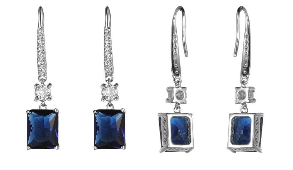 Spruced Roost Earrings Deep Blue CZ Gemstone Hoop Heart Earrings