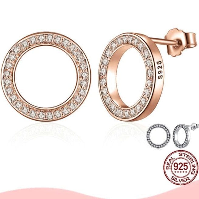 WOSTU Official Store Earrings Eternal Circle Earrings - Sterling Silver & Rose Gold