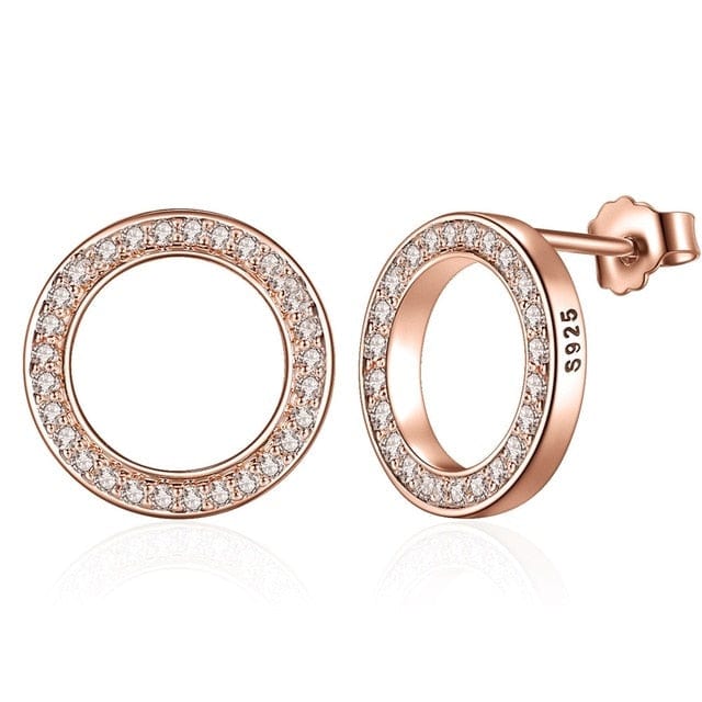 WOSTU Official Store Earrings XCHS484 Eternal Circle Earrings - Sterling Silver & Rose Gold
