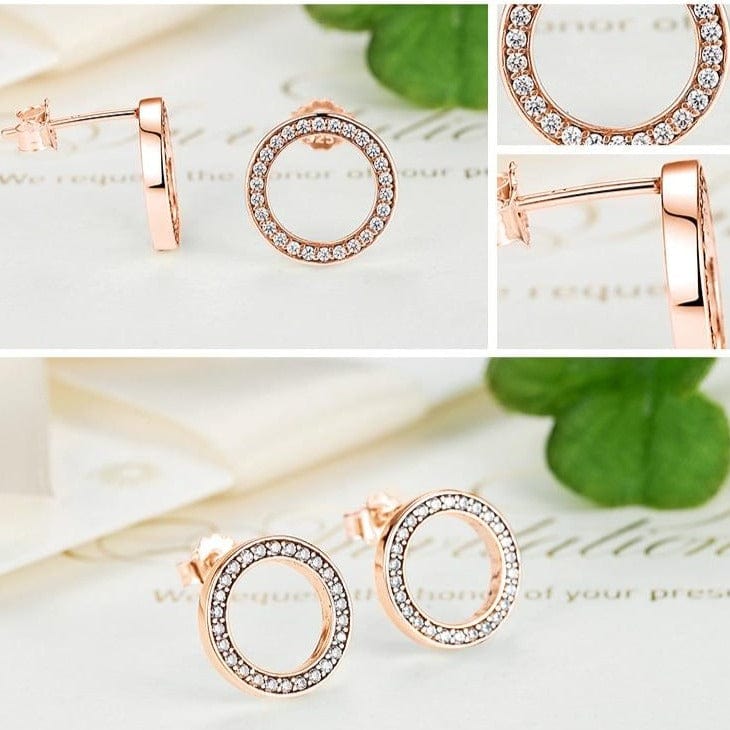 WOSTU Official Store Earrings Eternal Circle Earrings - Sterling Silver & Rose Gold