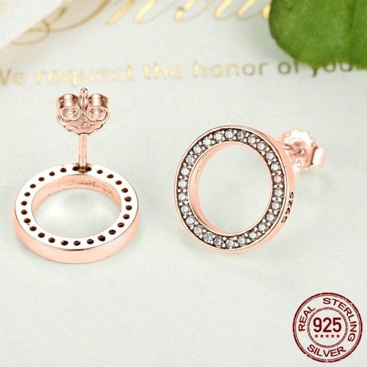 WOSTU Official Store Earrings Eternal Circle Earrings - Sterling Silver & Rose Gold