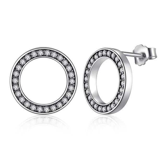WOSTU Official Store Earrings XCHS437 Eternal Circle Earrings - Sterling Silver & Rose Gold