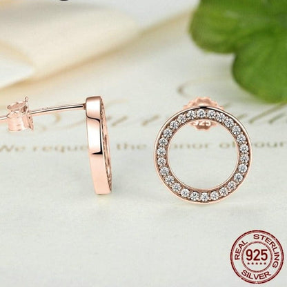 WOSTU Official Store Earrings Eternal Circle Earrings - Sterling Silver & Rose Gold