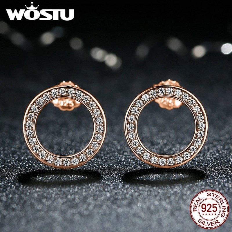 WOSTU Official Store Earrings Eternal Circle Earrings - Sterling Silver & Rose Gold