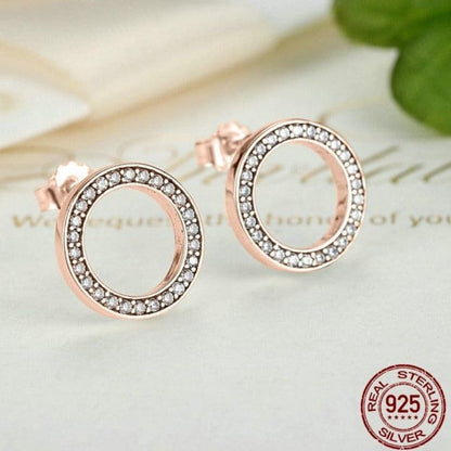 WOSTU Official Store Earrings Eternal Circle Earrings - Sterling Silver & Rose Gold