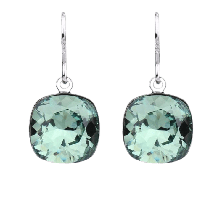 Spruced Roost Earrings Light Green Fine Swarovski Crystal Elegant Square Pendant Drop Earrings