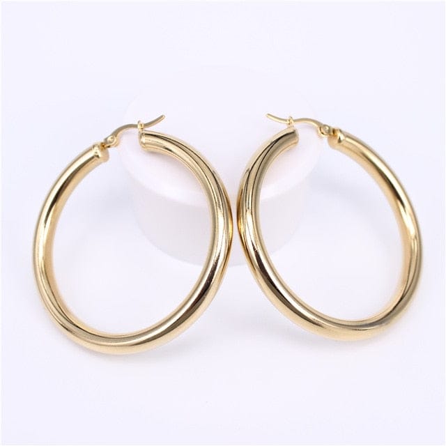 Spruced Roost Earrings Diameter 50MM Round Gold Round Hoop Earrings