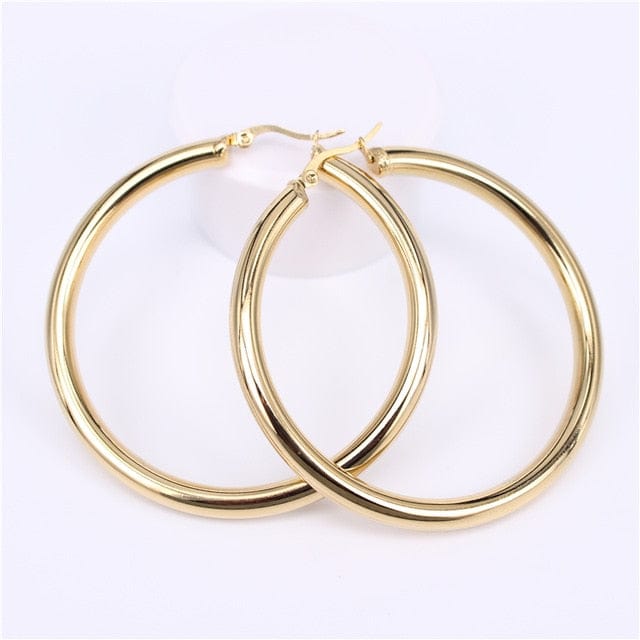 Spruced Roost Earrings Diameter 60MM Round Gold Round Hoop Earrings
