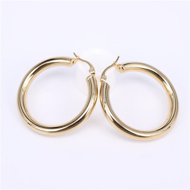 Spruced Roost Earrings Diameter40MM Round Gold Round Hoop Earrings